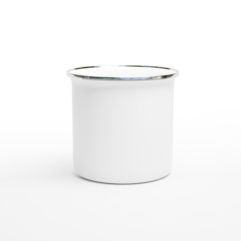 Classic Enamel Mug 12oz White with Silver Rim | Design Your Own