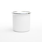Classic Enamel Mug 12oz White with Silver Rim | Design Your Own