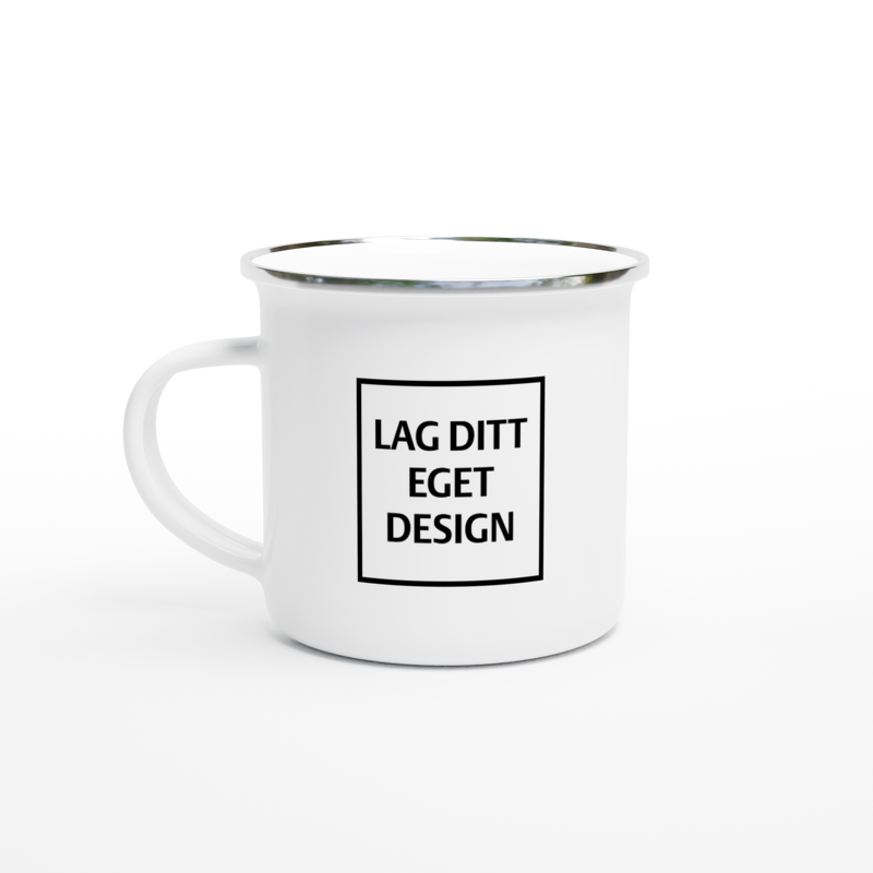 Classic Enamel Mug 12oz White with Silver Rim | Design Your Own