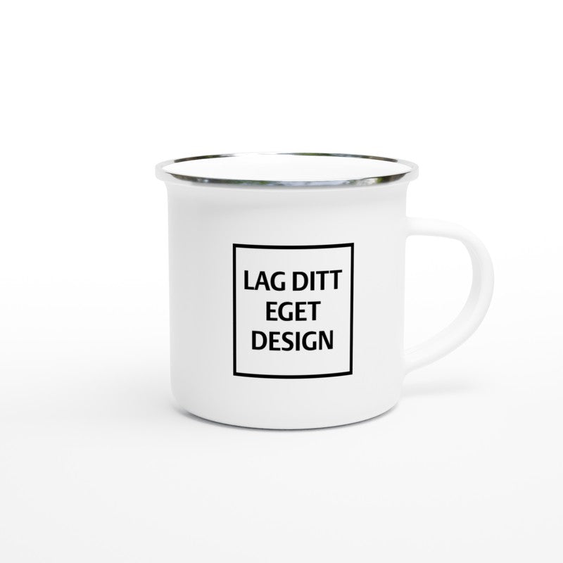 Classic Enamel Mug 12oz White with Silver Rim | Design Your Own