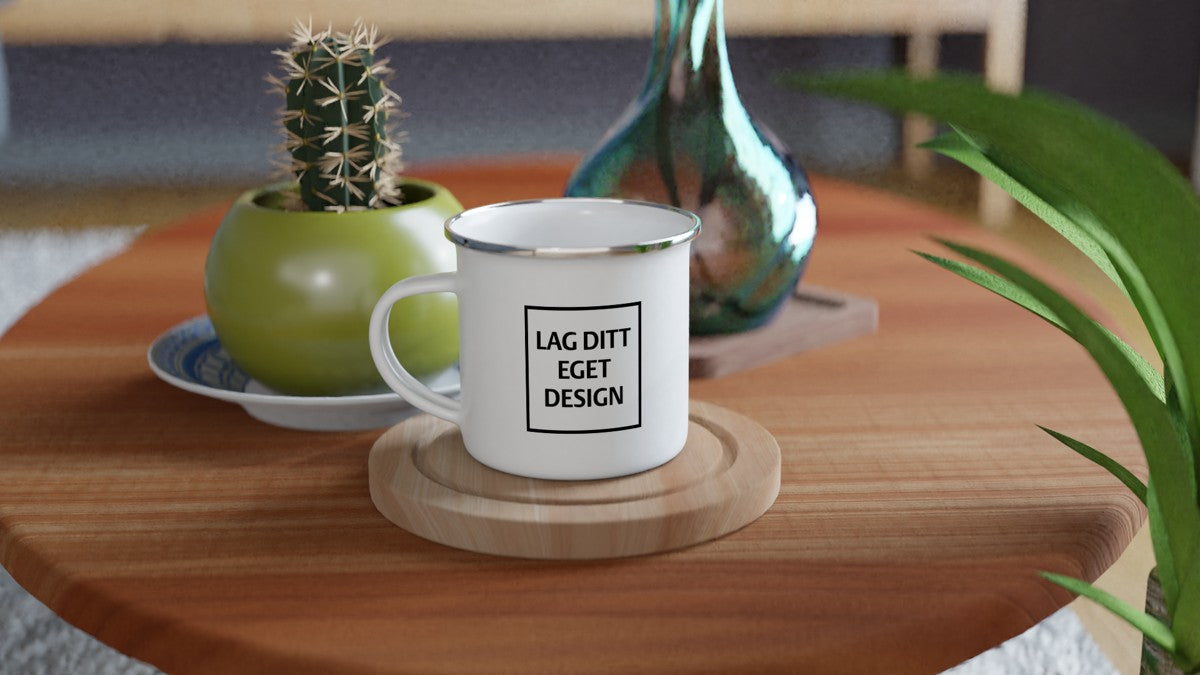 Classic Enamel Mug 12oz White with Silver Rim | Design Your Own
