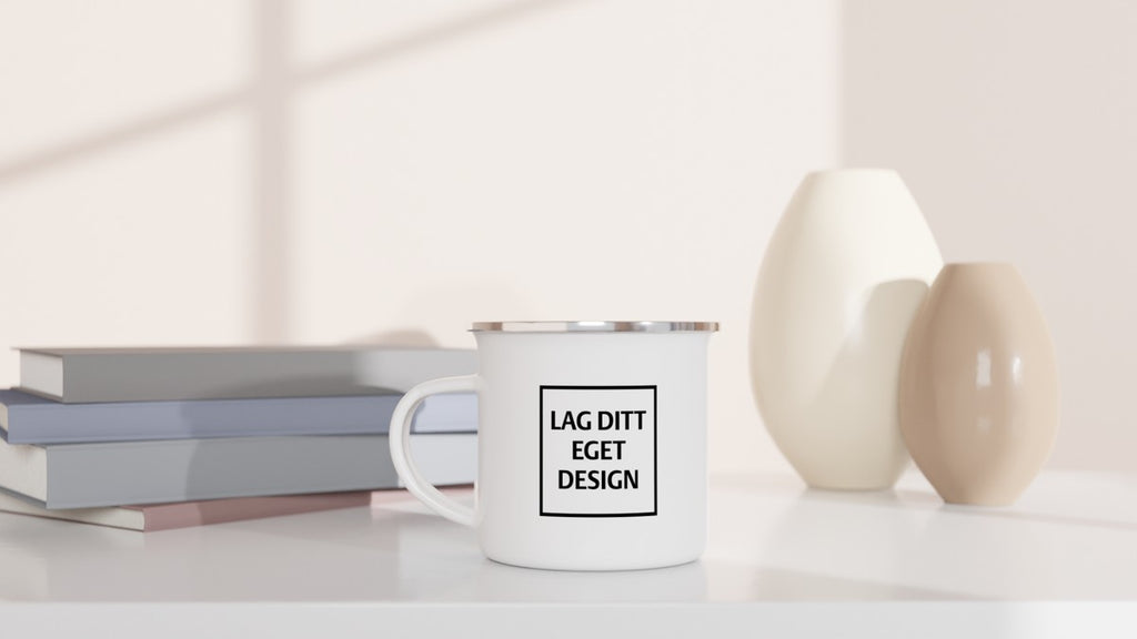 Classic Enamel Mug 12oz White with Silver Rim | Design Your Own