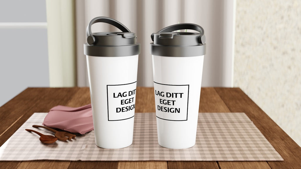 Stainless Steel Thermos Mug 15oz White with Lid | Design Your Own