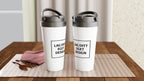 Stainless Steel Thermos Mug 15oz White with Lid | Design Your Own